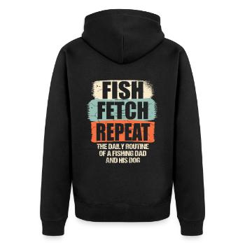 Angeln Hundebesitzer Hundeliebhaber Perfect Fishing Funn - Unisex Premium Bio Zip Hoodie - Schwarz - Hinten - Nico (187cm)