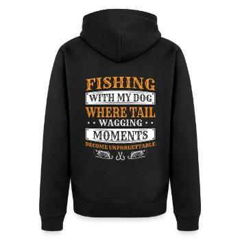 Angeln Hundebesitzer Hundeliebhaber Perfect Fishing Funn - Unisex Premium Bio Zip Hoodie - Schwarz - Hinten - Nico (187cm)