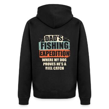 Angeln Hundebesitzer Hundeliebhaber Perfect Fishing Funn - Unisex Premium Bio Zip Hoodie - Schwarz - Hinten - Nico (187cm)