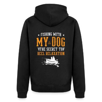 Angeln Hundebesitzer Hundeliebhaber Perfect Fishing Funn - Unisex Premium Bio Zip Hoodie - Schwarz - Hinten - Nico (187cm)