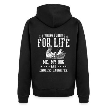 Angeln Hundebesitzer Hundeliebhaber Perfect Fishing Funn - Unisex Premium Bio Zip Hoodie - Schwarz - Hinten - Nico (187cm)