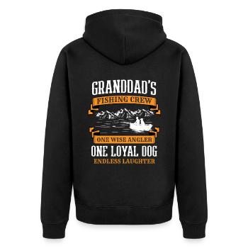 Angeln Großvater Großvater Fischer Enkel Lustig - Unisex Premium Bio Zip Hoodie - Schwarz - Hinten - Nico (187cm)