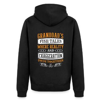 Angeln Großvater Großvater Fischer Enkel Lustig - Unisex Premium Bio Zip Hoodie - Schwarz - Hinten - Nico (187cm)