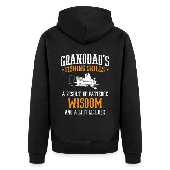 Angeln Großvater Großvater Fischer Enkel Lustig - Unisex Premium Bio Zip Hoodie - Schwarz - Hinten - Nico (187cm)