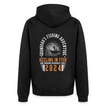 Angeln Großvater Großvater Fischer Enkel Lustig - Unisex Premium Bio Zip Hoodie - Schwarz - Hinten - Nico (187cm)
