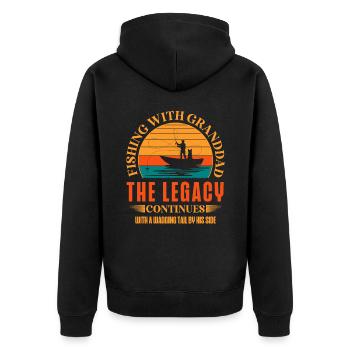 Angeln Großvater Großvater Fischer Enkel Lustig - Unisex Premium Bio Zip Hoodie - Schwarz - Hinten - Nico (187cm)