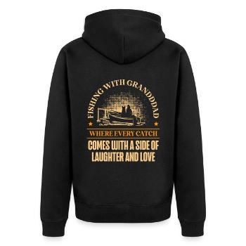 Angeln Großvater Großvater Fischer Enkel Lustig - Unisex Premium Bio Zip Hoodie - Schwarz - Hinten - Nico (187cm)