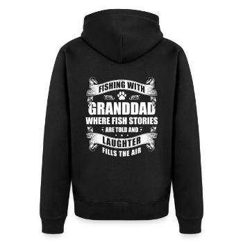 Angeln Großvater Großvater Fischer Enkel Lustig - Unisex Premium Bio Zip Hoodie - Schwarz - Hinten - Nico (187cm)