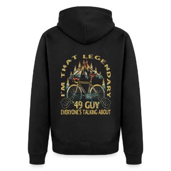 Road Bike Gift for Vintage 1949 Cyclist - Unisex Premium Organic Zip Hoodie - black - Back - Nico (187cm)