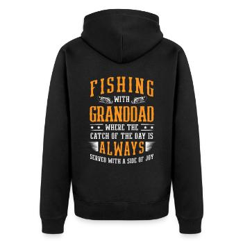 Fishing Granddad Grandpa Fisherman Grandkid Funny - Unisex Premium Organic Zip Hoodie - black - Back - Nico (187cm)