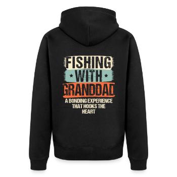 Angeln Großvater Großvater Fischer Enkel Lustig - Unisex Premium Bio Zip Hoodie - Schwarz - Hinten - Nico (187cm)
