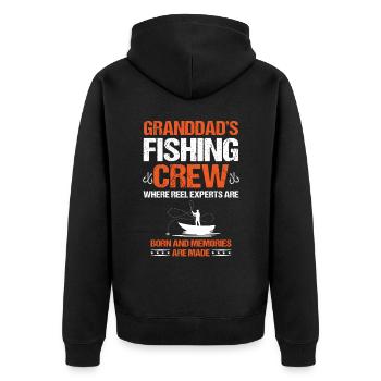 Angeln Großvater Großvater Fischer Enkel Lustig - Unisex Premium Bio Zip Hoodie - Schwarz - Hinten - Nico (187cm)