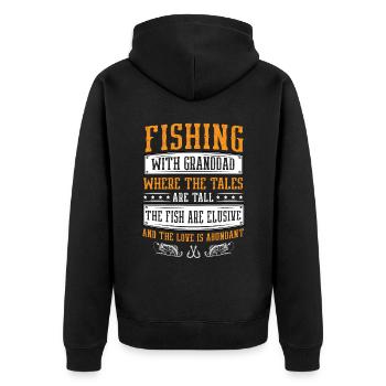 Angeln Großvater Großvater Fischer Enkel Lustig - Unisex Premium Bio Zip Hoodie - Schwarz - Hinten - Nico (187cm)