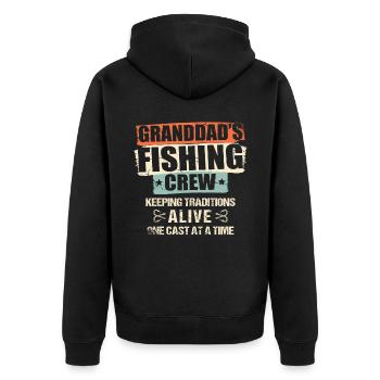 Angeln Großvater Großvater Fischer Enkel Lustig - Unisex Premium Bio Zip Hoodie - Schwarz - Hinten - Nico (187cm)