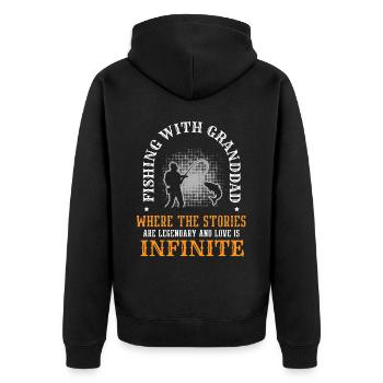 Angeln Großvater Großvater Fischer Enkel Lustig - Unisex Premium Bio Zip Hoodie - Schwarz - Hinten - Nico (187cm)