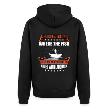 Pêche Papa Papa Pêcheur Childern Drôle Poisson Alors - Veste à capuche bio Premium Unisexe - noir - Dos - Nico (187cm)