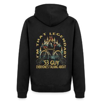 Road Bike Gift for Vintage 1953 Cyclist - Unisex Premium Organic Zip Hoodie - black - Back - Nico (187cm)