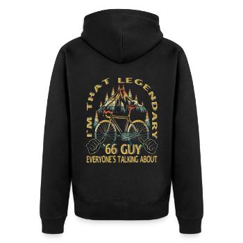 Road Bike Gift for Vintage 1966 Cyclist - Unisex Premium Organic Zip Hoodie - black - Back - Nico (187cm)