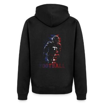 American Football Liegt In Meiner Dna - Unisex Premium Bio Zip Hoodie - Schwarz - Hinten - Nico (187cm)