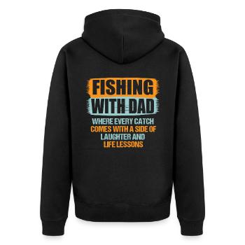 Angeln Papa Papa Fischer Childern Lustiger Fisch So - Unisex Premium Bio Zip Hoodie - Schwarz - Hinten - Nico (187cm)