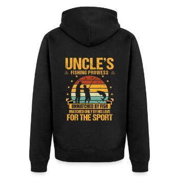 Angeln Onkel Fischer Onkel Lustiger Fisch Perfekt - Unisex Premium Bio Zip Hoodie - Schwarz - Hinten - Nico (187cm)