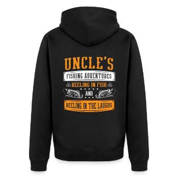 Angeln Onkel Fischer Onkel Lustiger Fisch Perfekt - Unisex Premium Bio Zip Hoodie - Schwarz - Hinten - Nico (187cm)