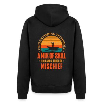 Angeln Onkel Fischer Onkel Lustiger Fisch Perfekt - Unisex Premium Bio Zip Hoodie - Schwarz - Hinten - Nico (187cm)