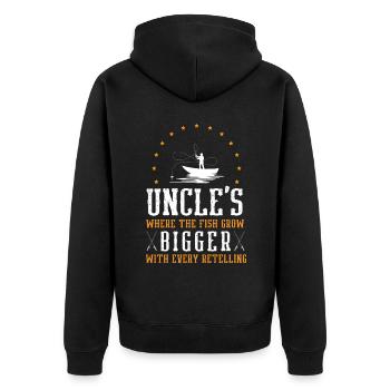 Angeln Onkel Fischer Onkel Lustiger Fisch Perfekt - Unisex Premium Bio Zip Hoodie - Schwarz - Hinten - Nico (187cm)
