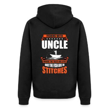 Fishing Uncle Fisherman Uncles Funny Fish Perfect - Unisex Premium Organic Zip Hoodie - black - Back - Nico (187cm)