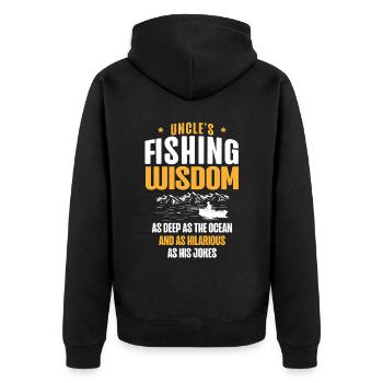 Angeln Onkel Fischer Onkel Lustiger Fisch Perfekt - Unisex Premium Bio Zip Hoodie - Schwarz - Hinten - Nico (187cm)
