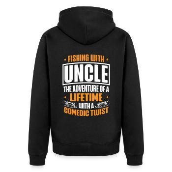 Angeln Onkel Fischer Onkel Lustiger Fisch Perfekt - Unisex Premium Bio Zip Hoodie - Schwarz - Hinten - Nico (187cm)
