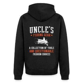 Angeln Onkel Fischer Onkel Lustiger Fisch Perfekt - Unisex Premium Bio Zip Hoodie - Schwarz - Hinten - Nico (187cm)