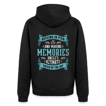 Fishing Uncle Fisherman Uncles Funny Fish Perfect - Unisex Premium Organic Zip Hoodie - black - Back - Nico (187cm)