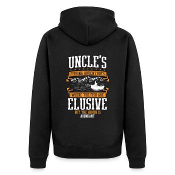 Angeln Onkel Fischer Onkel Lustiger Fisch Perfekt - Unisex Premium Bio Zip Hoodie - Schwarz - Hinten - Nico (187cm)