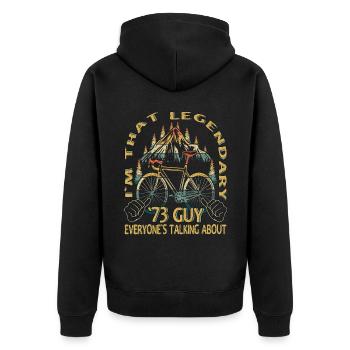 Rennrad Geschenk für Jahrgang 1973 Radfahrer - Unisex Premium Bio Zip Hoodie - Schwarz - Hinten - Nico (187cm)