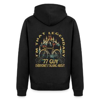 Rennrad Geschenk für Jahrgang 1977 Radfahrer - Unisex Premium Bio Zip Hoodie - Schwarz - Hinten - Nico (187cm)