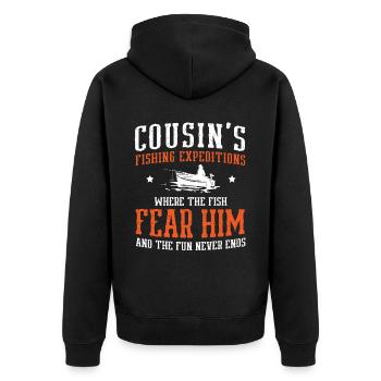 Pêcheur Cousin Pêcheur Cousins Drôle Poisson Perfec - Veste à capuche bio Premium Unisexe - noir - Dos - Nico (187cm)