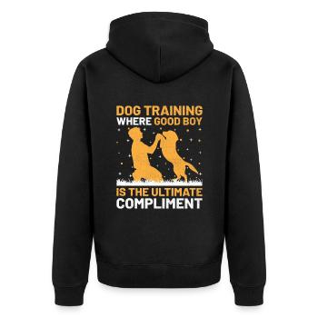 Dresseur de chiens Formation de chiens Chiens Soins pour animaux de compagnie Pr - Veste à capuche bio Premium Unisexe - noir - Dos - Nico (187cm)