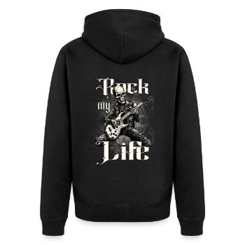 Rock My Life Vintage Retro 80er Jahre Musik Lets - Unisex Premium Bio Zip Hoodie - Schwarz - Hinten - Nico (187cm)