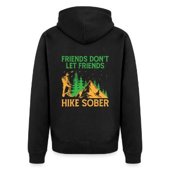 Wandern Wanderer Natur Trekking Outdoor Bergsteigerin - Unisex Premium Bio Zip Hoodie - Schwarz - Hinten - Nico (187cm)