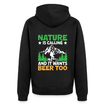 Wandern Wanderer Outdoor Bergsteigen Natur Trekkin - Unisex Premium Bio Zip Hoodie - Schwarz - Hinten - Nico (187cm)