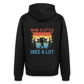 Wandern Wanderer Outdoor Bergsteigen Natur Trekkin - Unisex Premium Bio Zip Hoodie - Schwarz - Hinten - Nico (187cm)