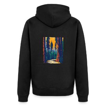 Die Natur Ruft Lets The Adventure Begins - Unisex Premium Bio Zip Hoodie - Schwarz - Hinten - Nico (187cm)
