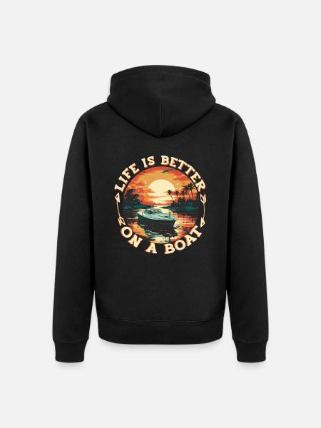 Das Bootsleben Ist Besser Auf Einem Pontonboot. - Ekologisk premiumluvjack unisex - svart