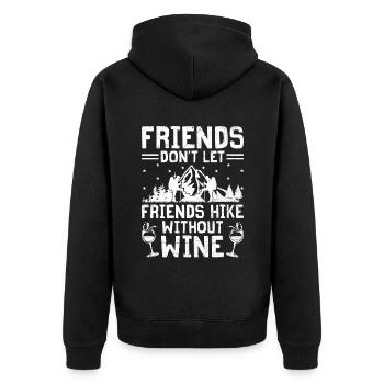 Wandern Bergsteigen Trekking Natur Outdoor Alco - Unisex Premium Bio Zip Hoodie - Schwarz - Hinten - Nico (187cm)