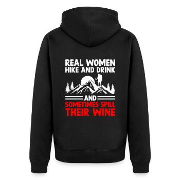 Wandern Bergsteigen Trekking Natur Outdoor Alco - Unisex Premium Bio Zip Hoodie - Schwarz - Hinten - Nico (187cm)