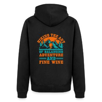 Wandern Bergsteigen Trekking Natur Outdoor Alco - Unisex Premium Bio Zip Hoodie - Schwarz - Hinten - Nico (187cm)