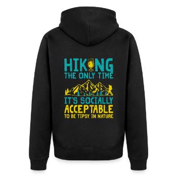 Hiking Mountaineering Trekking Nature Outdoor Alco - Unisex Premium Organic Zip Hoodie - black - Back - Nico (187cm)
