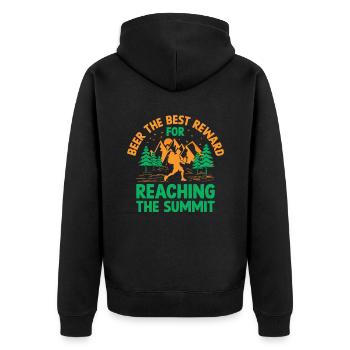 Wandern Bergsteigen Trekking Natur Outdoor Alco - Unisex Premium Bio Zip Hoodie - Schwarz - Hinten - Nico (187cm)