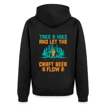 Wandern Bergsteigen Trekking Natur Outdoor Alco - Unisex Premium Bio Zip Hoodie - Schwarz - Hinten - Nico (187cm)
